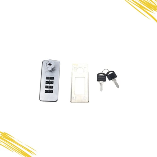 قفل ميكانيكي فضي بأرقام و مفتاح للنوادي (D4)