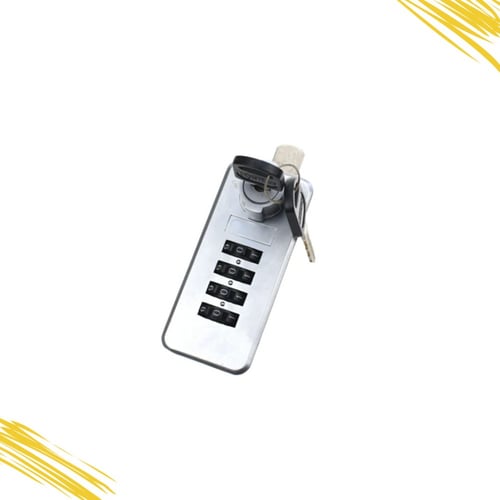 قفل ميكانيكي فضي بأرقام و مفتاح للنوادي (D4)