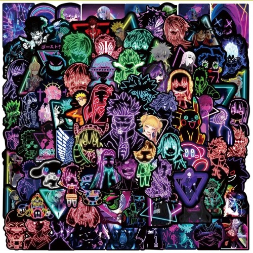ستيكرات انمي سوداء (نيون) Black Neon Anime Sticker...