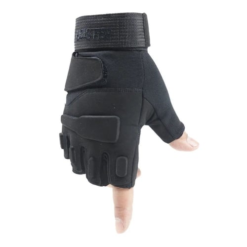 قفاز يد نصف اصابع تكتيكي اسود