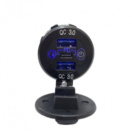 شاحن جوال سريع دائري 1 تايب سي 2 USB فاصل