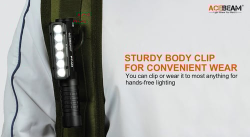 كشاف يدوي مع حزام راس Acebeam PT40