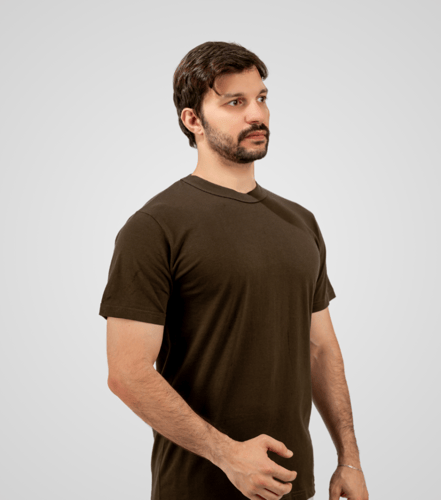 فنيلة داخلية رجالية قطن دائري لون بني غامق ( من شا...