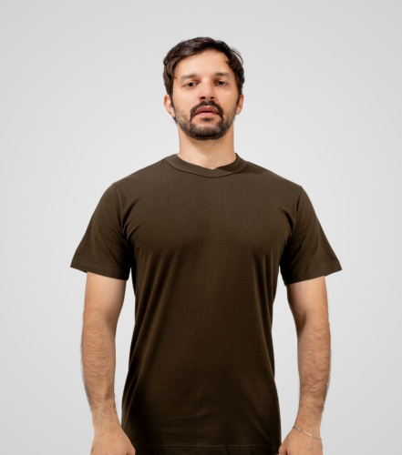 فنيلة داخلية رجالية قطن دائري لون بني غامق ( من شا...