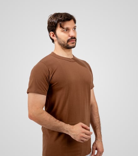 فنيلة داخلية رجالية قطن دائري لون بني فاتح ( من شا...
