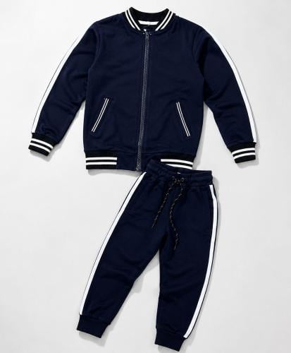 Navy blue 2-piece tracksuit set: zip-up jacket and...