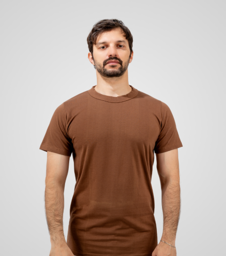 فنيلة داخلية رجالية قطن دائري لون بني فاتح ( من شا...
