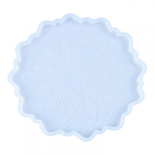 589 - قالب سيليكون كوستر كبير مزخرف