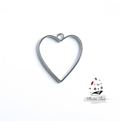 154 - تعليقة شكل قلب لون فضي