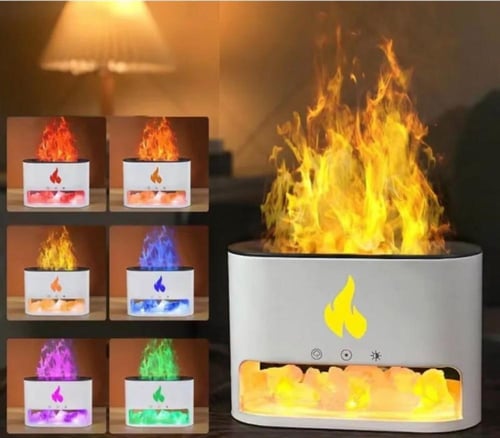 فواحة عطرية بتاثير اضاءة اللهب على شكل ملح احجار ا...