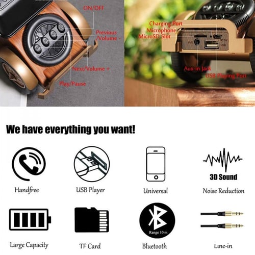 مكبر صوت كلاسيكي على شكل سيارة بتقنية البلوتوث - ب...