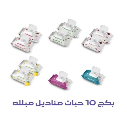 بكج مناديل رنام المعطرة 10 قطع منوعة