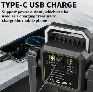 كشاف LED يدوي فائق السطوع للعمل والتخييم