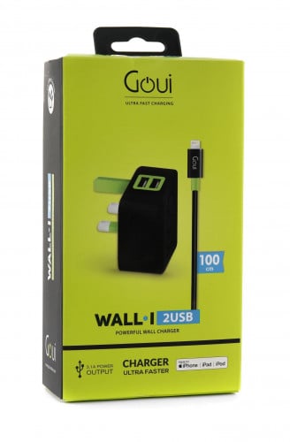 قوي شاحن منزلي مع كابل لايتنج أسود