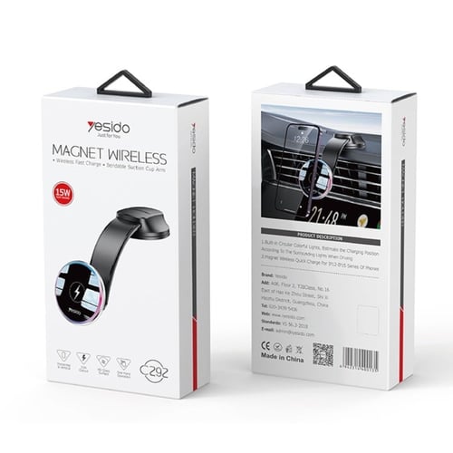حامل سيارة للشحن اللاسلكي من Yesido C292 بقدرة 15...