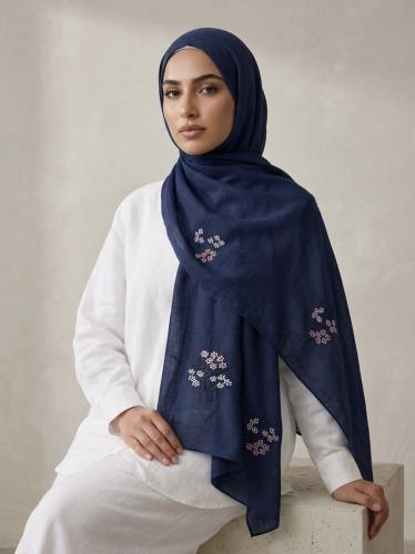 طرحة تولين لينن لون كحلي