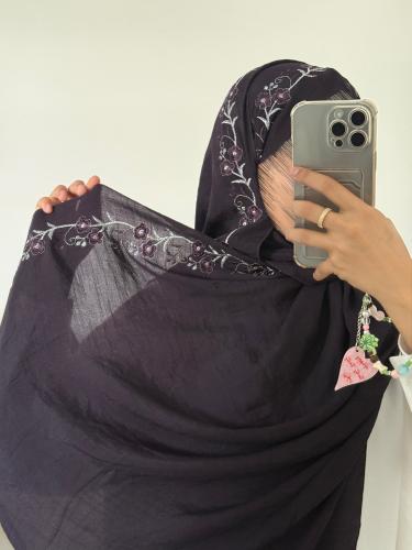 طرحة ايمان لينن لون بنفسجي