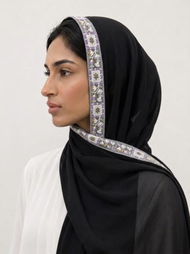 Rima laser hijab black color with E edge