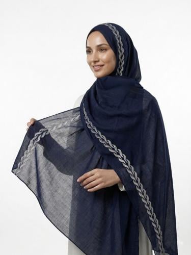 طرحة امواج لينن لون كحلي