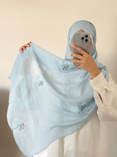 طرحة تولين لينن لون سماوي