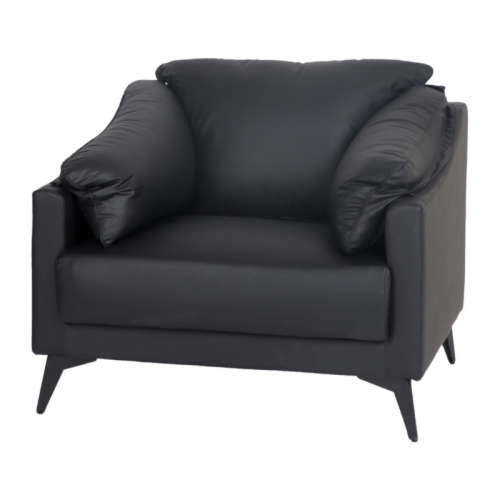 كنب جلد فخم مفرد أسود