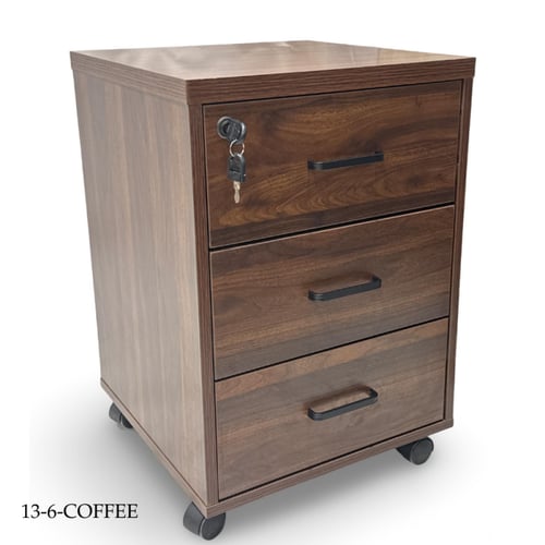 كمودينة خشب 3 أدراج متحركة عدة ألوان