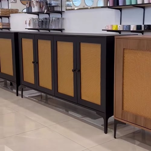 دولاب راتان أسود حجم كبير