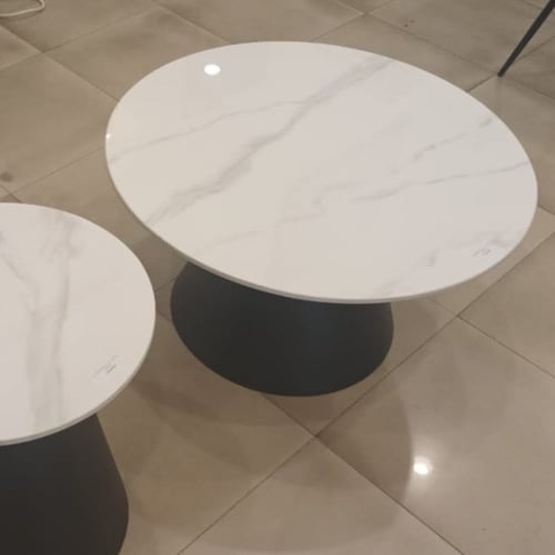 طاولة دائرية من حجر بورسلان 80 سم