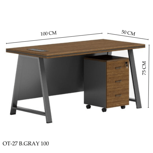 مكتب مع ادراج عدة مقاسات لون بن ورمادي