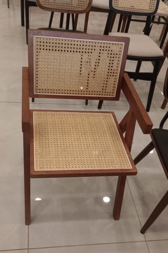 طقم 2 كراسي راتان خشبي غامق