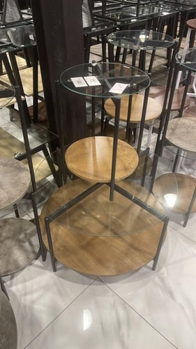 طقم طاولات خشب وزجاج عدة ألوان