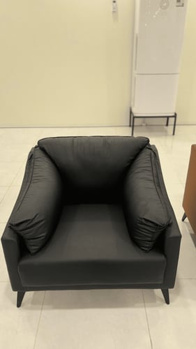 كنب جلد فخم مفرد أسود