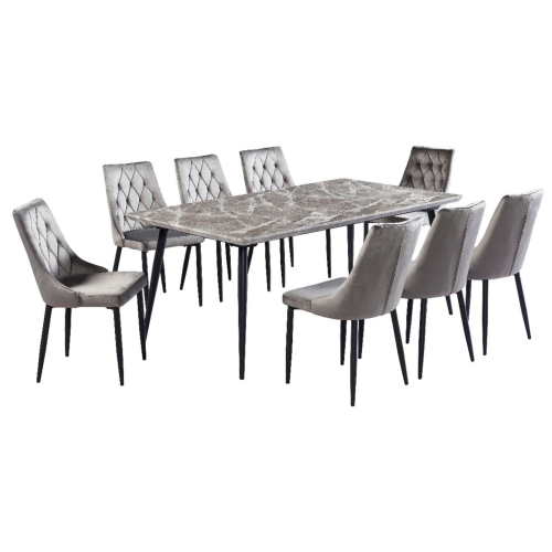 طقم طاولة طعام رخام 4و6و8 كراسي لون رمادي