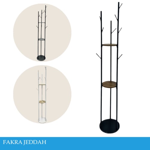 علاقة ملابس مع ارفف عدة الوان