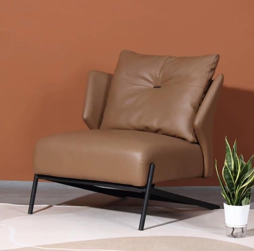 طقم 2 كرسي جلد لون كوفي