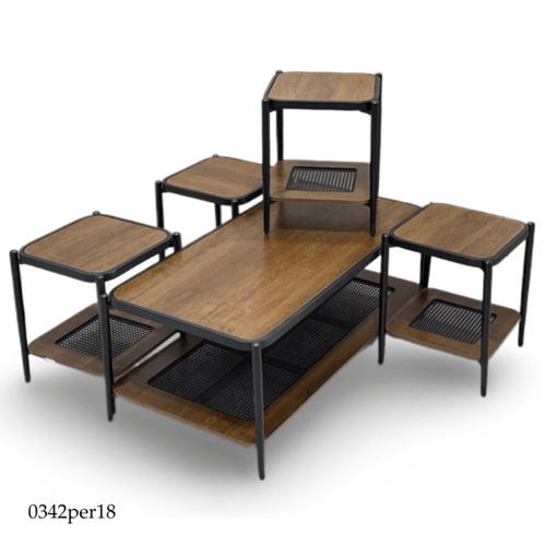 طقم 4و6 طاولات خشب وراتان عدة الوان