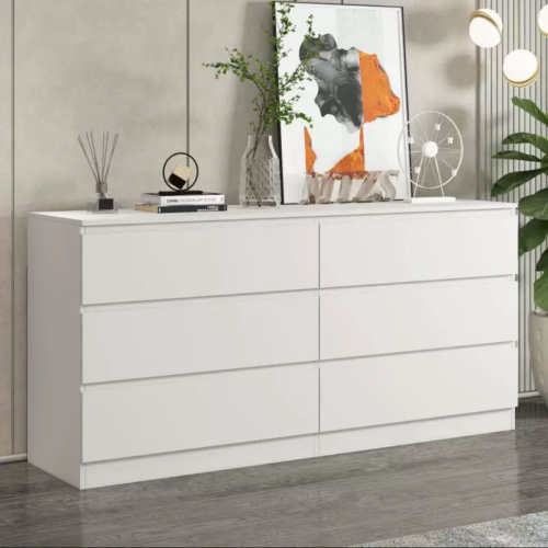 دولاب خشب أبيض 6 أدراج