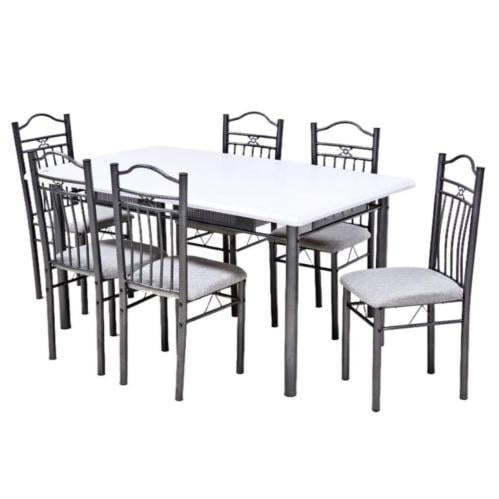 طقم طاولة طعام وست كراسي لون ابيض