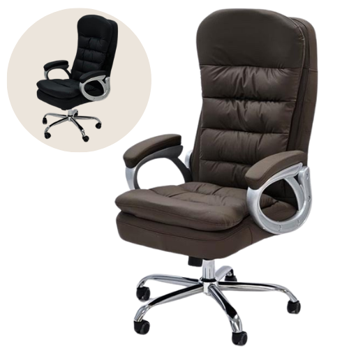 كرسي مكتب جلد فاخر مع مساند ذراع مريحة عدة ألوان