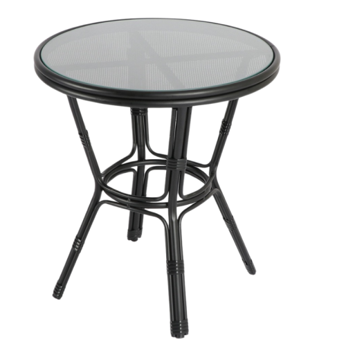 طاولة خارجية بسطح قزاز لون أسود