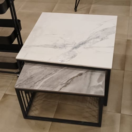 طاولة بورسلان رمادي وأبيض