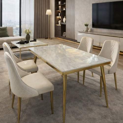 طقم طاولة طعام رخام 4و6 كراسي عدة ألوان