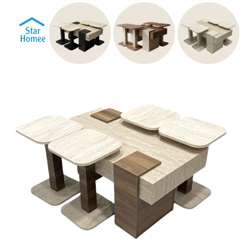 طقم طاولة وسط مع 4 طاولات جانبية خشب تركي جودة عال...