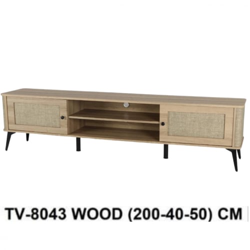 طاولة تلفزيون مقاس 200 سم خشبي فاتح