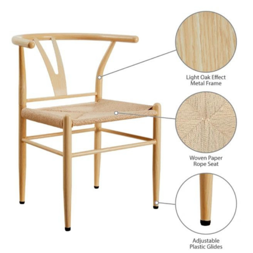 طقم 2 كراسي بوهيمي لون خشبي فاتح