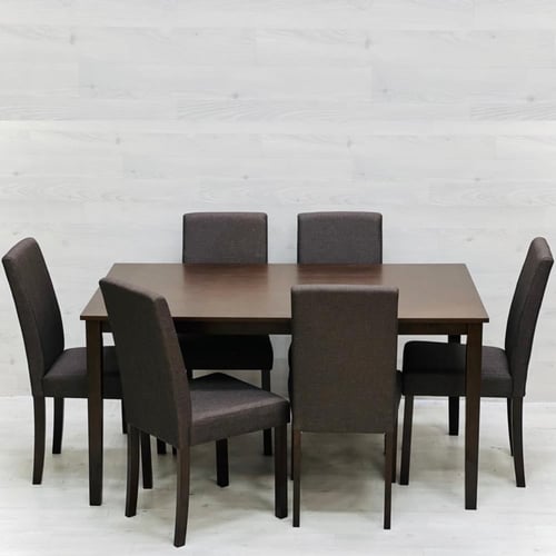 طقم طاولة و 6 كراسي ماليزي خشبي غامق