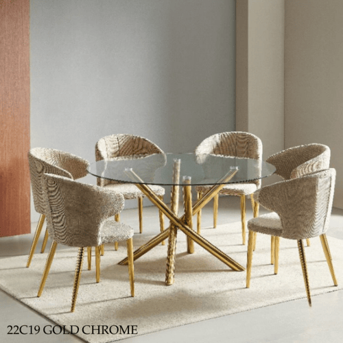 طقم طاولات طعام ذهبي 6و4كراسي