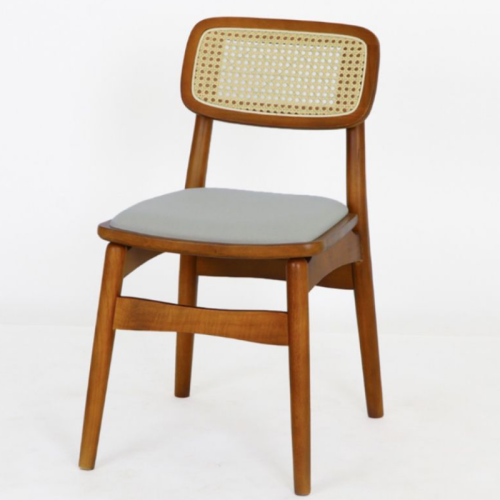 طقم 2 كراسي خشب وراتان لون خشبي