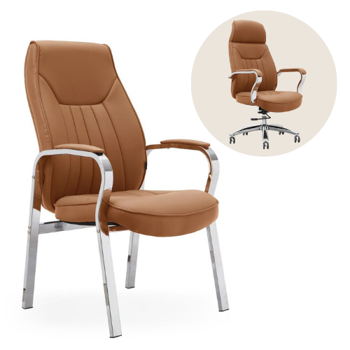 كرسي مكتب دوار وثابت جلد فخم