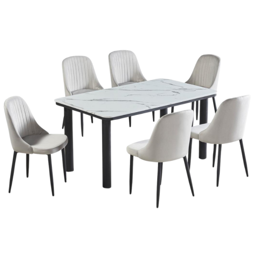 طقم طاولات رخام 4و6 كراسي لون رمادي